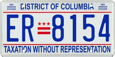 DC license plate ER8154