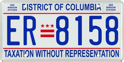DC license plate ER8158