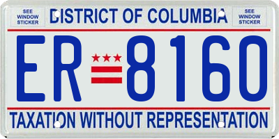 DC license plate ER8160