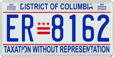 DC license plate ER8162