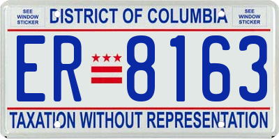 DC license plate ER8163