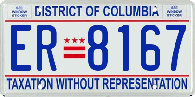 DC license plate ER8167
