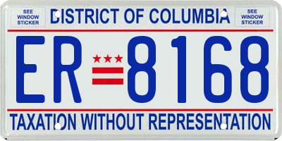 DC license plate ER8168