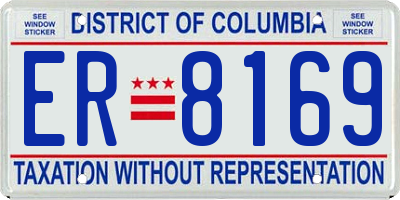 DC license plate ER8169
