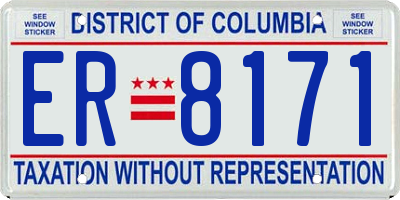 DC license plate ER8171