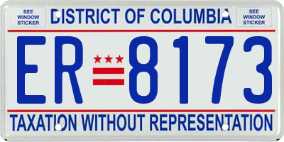 DC license plate ER8173