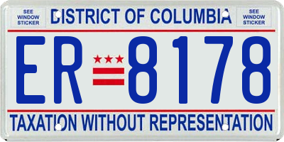 DC license plate ER8178