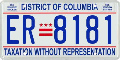 DC license plate ER8181