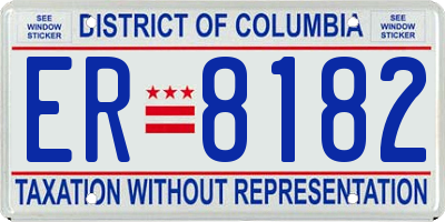 DC license plate ER8182