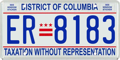 DC license plate ER8183