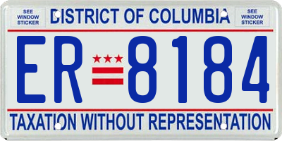 DC license plate ER8184