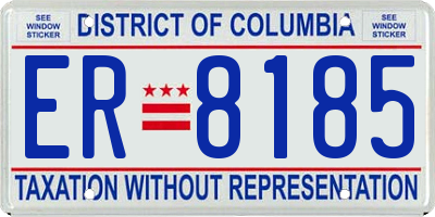 DC license plate ER8185