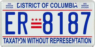 DC license plate ER8187