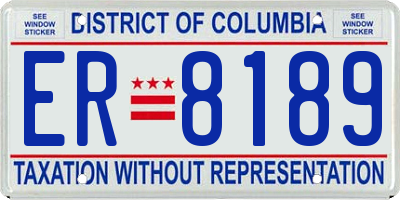 DC license plate ER8189