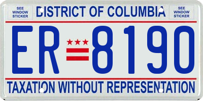 DC license plate ER8190