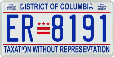 DC license plate ER8191