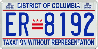 DC license plate ER8192