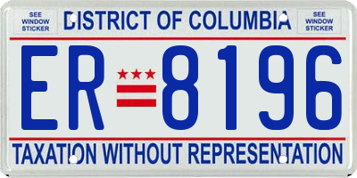 DC license plate ER8196