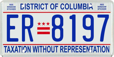 DC license plate ER8197