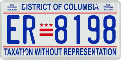DC license plate ER8198