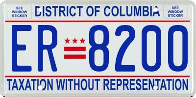 DC license plate ER8200