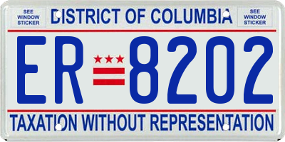 DC license plate ER8202