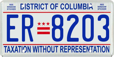 DC license plate ER8203