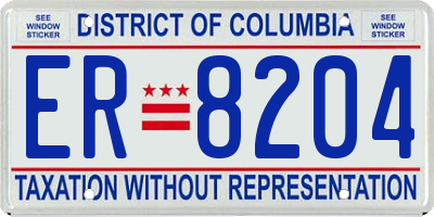 DC license plate ER8204