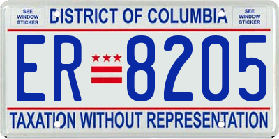 DC license plate ER8205