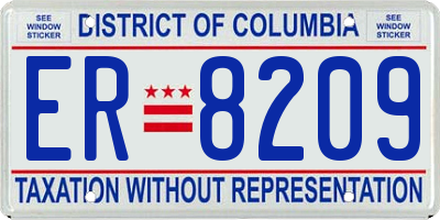 DC license plate ER8209
