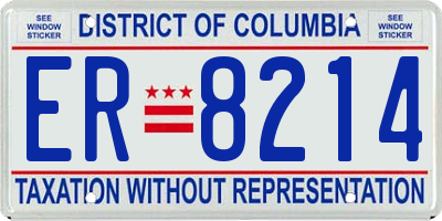 DC license plate ER8214