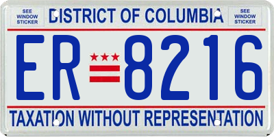 DC license plate ER8216