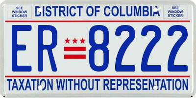 DC license plate ER8222