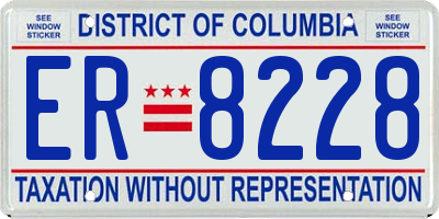 DC license plate ER8228