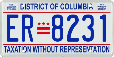 DC license plate ER8231
