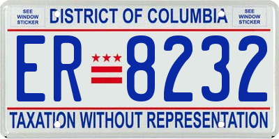 DC license plate ER8232