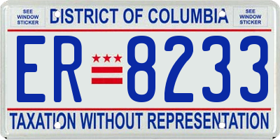 DC license plate ER8233