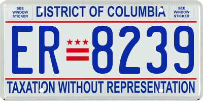 DC license plate ER8239