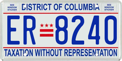 DC license plate ER8240