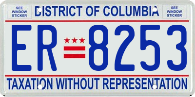 DC license plate ER8253