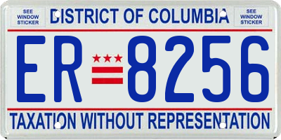 DC license plate ER8256