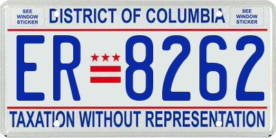 DC license plate ER8262