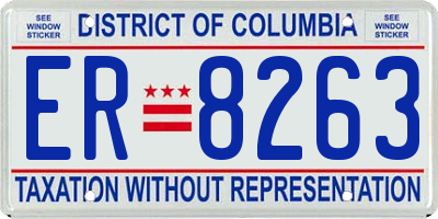 DC license plate ER8263