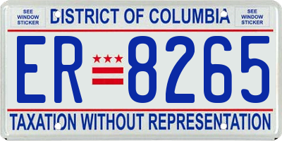 DC license plate ER8265