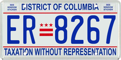 DC license plate ER8267