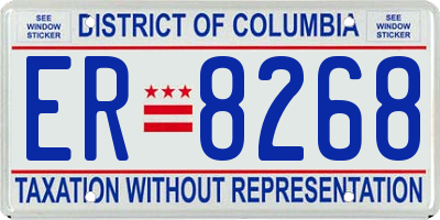 DC license plate ER8268