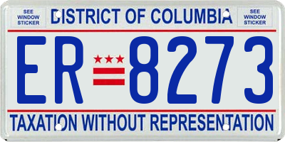 DC license plate ER8273