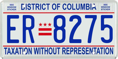 DC license plate ER8275