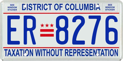 DC license plate ER8276