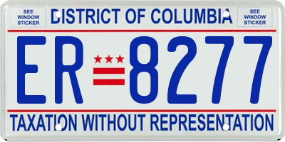 DC license plate ER8277